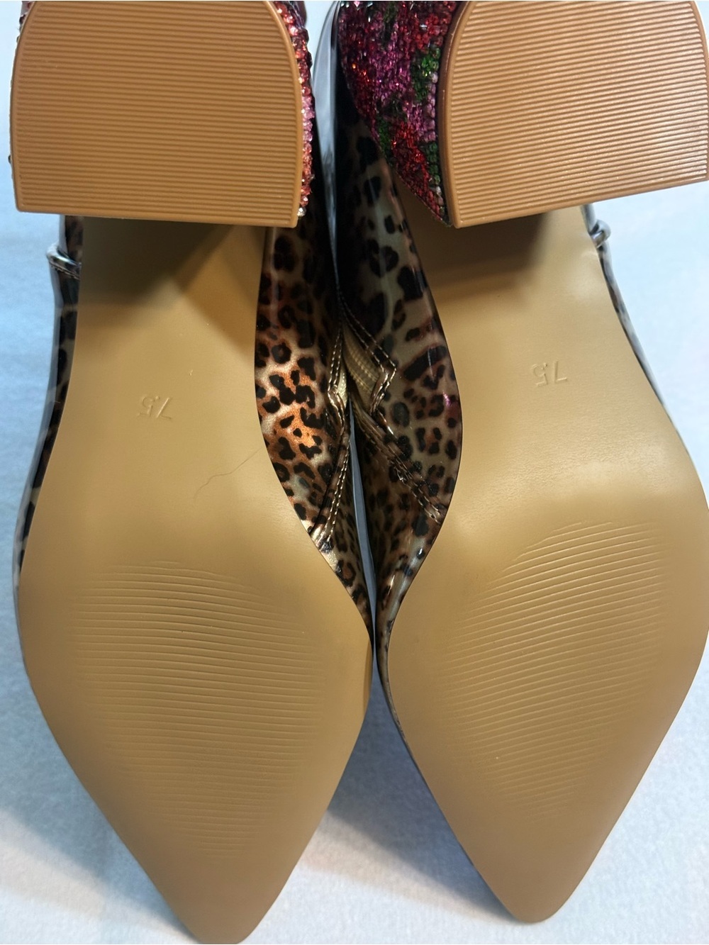 New Betsey Johnson Jackyy Leopard Ankle Boots wi/Rhinstone Block Heel. 7.5M - Picture 7 of 10